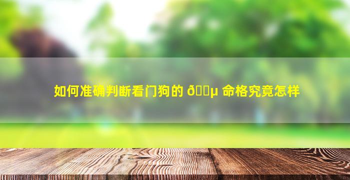 如何准确判断看门狗的 🐵 命格究竟怎样